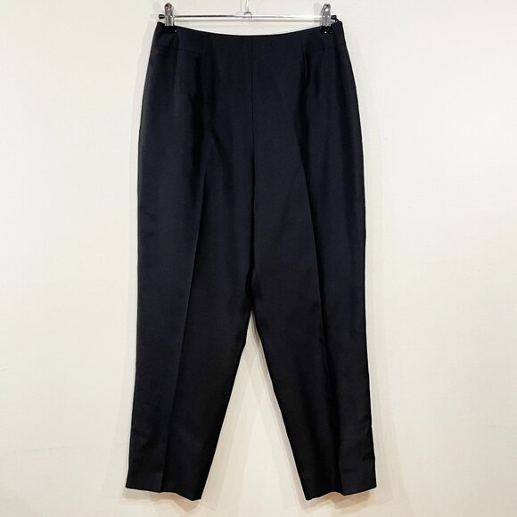 EUC Vintage 100% Silk Crop Trouser Talbots Black tag 10P, 6-8 fit - Picture 1 of 6